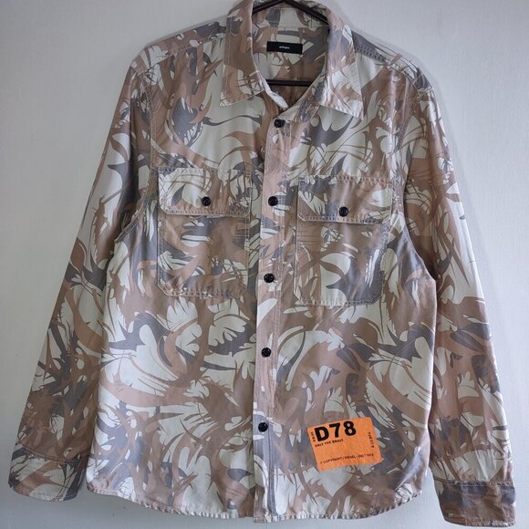Diesel D78 Camo Military Button Up OverShirt Long Sleeve Men's Size Large Grunge - Picture 3 of 14